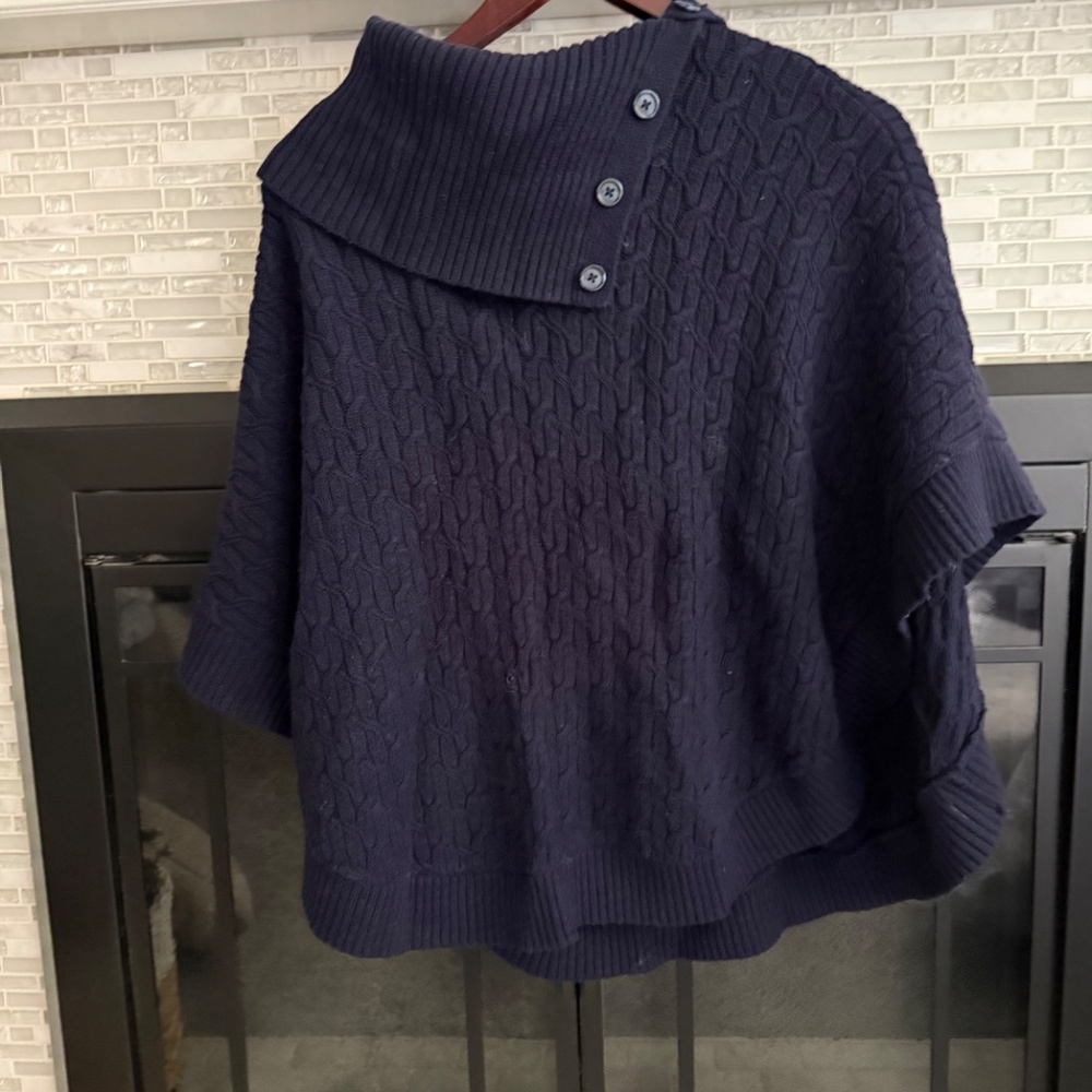 Talbots Navy Sweater Poncho